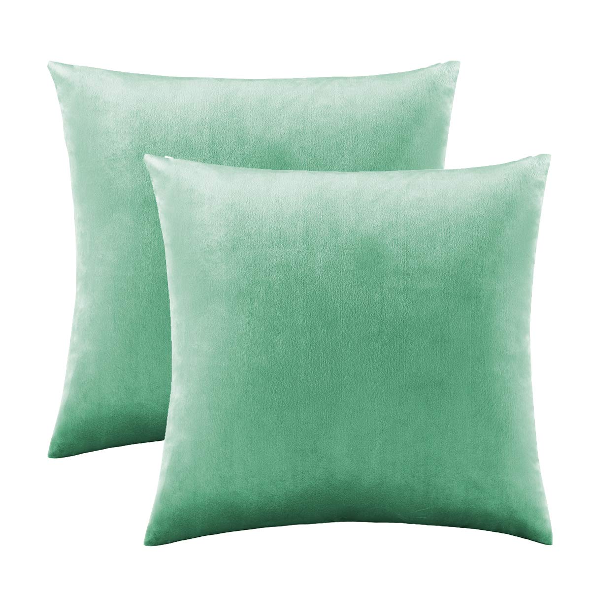 GIGIZAZA Decor Throw Couch Pillow Covers,Set of 2 Sofa Cushion Mint Turquoise Pillow Covers,Velvet Pillow Cases 24 x 24inch