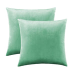 GIGIZAZA Mint Turquoise Velvet Decorative Throw Pillow Covers for Sofa Bed 2 Pack Soft Cushion Cover