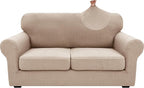 XINEAGE 2026 New 3 Pieces Couch Covers for 2 Cushion Sofa Super Stretch Loveseat Slipcover Pet Dog Universal Slip Cover Anti Slip Love Seat Furniture Protector (Khaki, 55"-69")