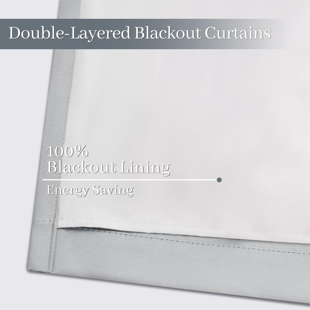Yakamok 100% Blackout Curtains W100xL84 inch Light Grey Sliding Door Drapes