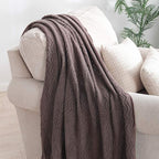 BOURINA Brown Throw Blanket 60x80 Inches Throw Textured Solid Soft Sofa Throw Couch Knitted Decorative Blanket