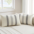 MIULEE Set of 2 Gray Boho Decorative Lumbar Pillow Covers 12x20 Inch
