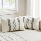 MIULEE Set of 2 Gray Boho Decorative Lumbar Pillow Covers 12x20 Inch