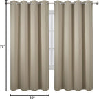 LEMOMO Beige Thermal Blackout Curtains/52 x 72 Inch/Set of 2 Panels Room Darkening Curtains for Bedroom