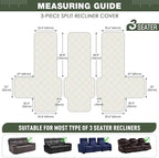 TAOCOCO 100% Waterproof Recliner Sofa Cover, Non Slip Split Couch Covers for Reclining Couches with Elastic Strap, Washable Reclining Sofa Cover Furniture Protector for Kids Pets(3 Seater, Bean Green)