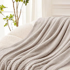 Exclusivo Mezcla Fleece Bed Blanket Queen Size, Super Soft and Warm Blankets for Couch, Sofa and Bed Waffle Textured, Cozy, Fuzzy and Lightweight (Tan, 90x90 Inches)