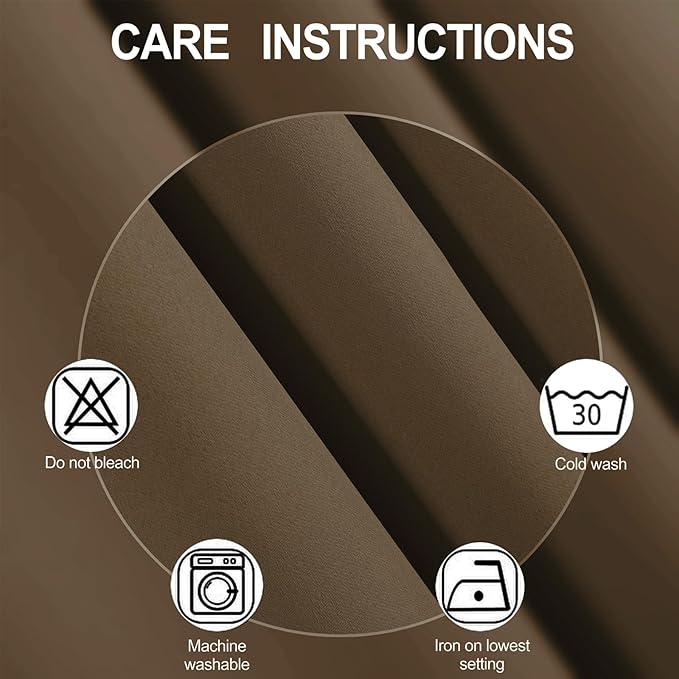 LEMOMO Brown Thermal Blackout Curtains/52 x 45 Inch/Set of 2 Panels Room Darkening Curtains