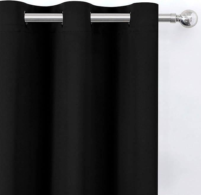 LEMOMO Black Thermal Blackout Curtains/42 x 95 Inch/Set of 2 Panels Room Darkening Curtains for Bedroom