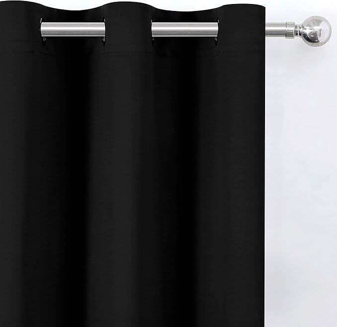 LEMOMO Black Thermal Blackout Curtains/38 x 84 Inch/Set of 2 Panels Room Darkening Curtains for Bedroom