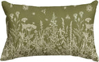 AVOIN colorlife Wildflowers Spring Moss Green Throw Pillow Cover, 12 x 20 Inch Floral Cushion Case Decoration for Home Sofa Couch