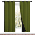 NICETOWN 100% Blackout Window Curtain Panels, Olive Green, 2 Pieces, 42-inch Wide Per Panel, Full Light Blocking Drapes with Black Liner for Nursery, 72-inch Drop Thermal Insulated Draperies