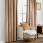 MIULEE Blush Beige Velvet Curtains 52x90 inches Luxury Blackout Curtains