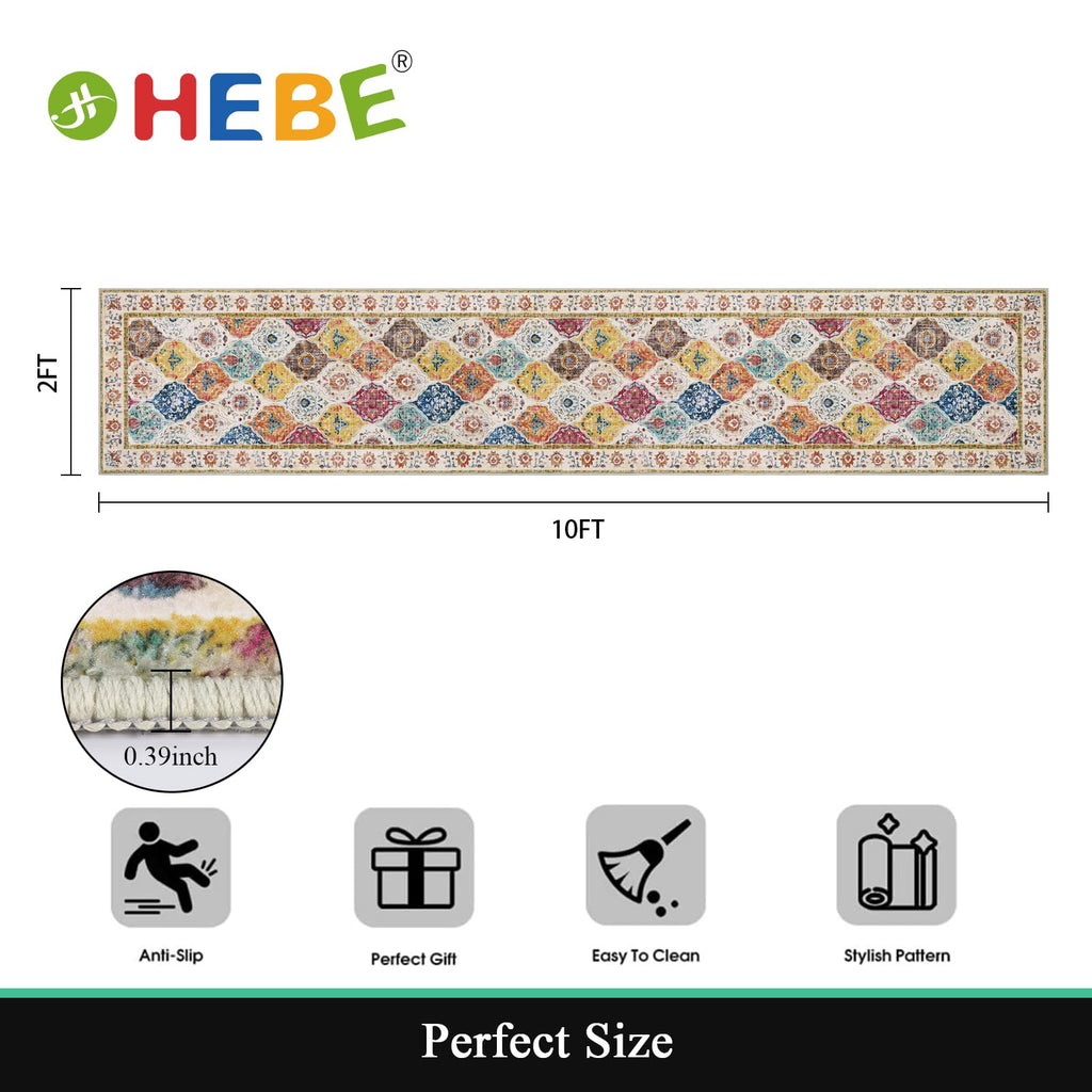 HEBE Hallway Runner Rug 2'x10', Washable Non Slip Kitchen Rug Runner