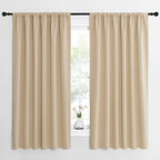 NICETOWN Room Darkening Curtains for Bedroom - Triple Weave Home Decoration Thermal Insulated Solid Drapes for Kitchen (Biscotti Beige, Set of 2 Panels, 62 x 63 Inch)