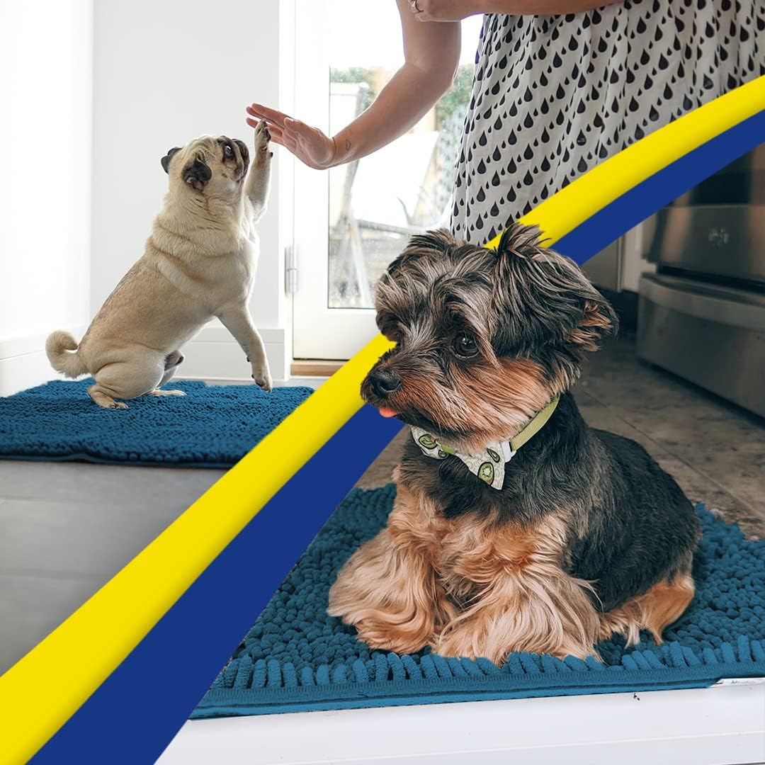 Muddy Mat® | Super Water Absorbent Door Mat Indoor, Microfiber Quick Dry Chenille Entryway Rug,Slip Resistant Front Door Mat,Indoor Mats for Entryway,Machine Washable Pet Rug, Atlantic Blue 6ft x 9ft