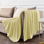 BEDELITE Fleece Throw Blanket for Couch – 3D Ribbed Jacquard Soft and Warm Decorative Fuzzy Blanket – Cozy, Fluffy, Plush Lightweight Transparent Yellow Throw Blankets for Bed, Sofa, 50x60 inches