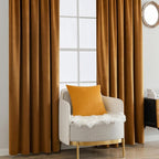 MIULEE Velvet Curtains 63 inches - Luxury Blackout Curtains for Bedroom Living Room Thermal Insulated Super Soft Window Drapes Rod Pocket & Back Tab, Gold Brown, W52 x L63 inches, 2 Panels