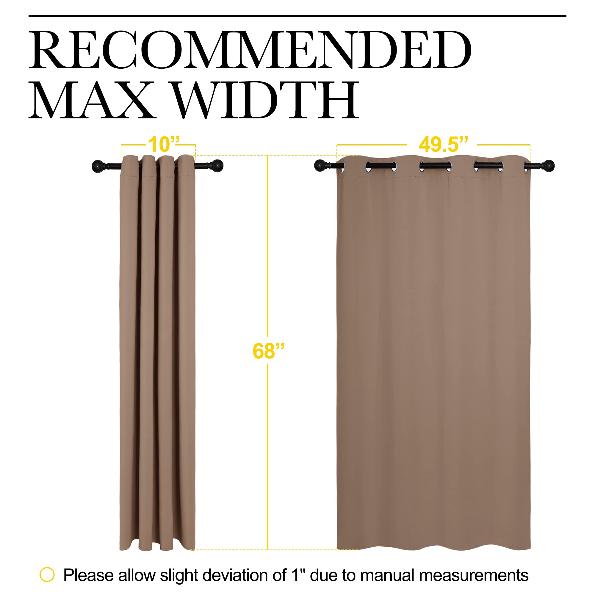 NICETOWN Blackout Window Curtains and Drapes for Kitchen, Window Treatment Thermal Insulated Solid Grommet Blackout Drapery Panels (Set of 2, 55 by 68 inches, Cappuccino)