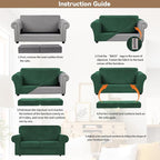 WEERRW Velvet Couch Covers for 2 Cushion Couch Sofa - High Stretch Velvet Plush 3 Pieces Sofa Slipcovers with Elastic Bottom, Furniture Protector for Pets, Machine Washable, Emerald Green, Medium