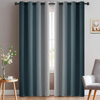 Yakamok Greyish White and Stone Blue Ombre Curtains,Light Blocking Curtains,Room Darkening Grommet Window Drapes for Bedroom(Stone Blue,52x84 Inch,2 Panels)
