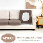Couch Cushion Covers Seat Cushion Cover Stretch Couch Cover Separate Sectional Sofa Slipcovers Furniture Protector(3 Pieces for Seat or Sofa Backrest, Khaki)