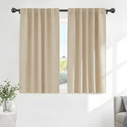 Pony Dance Blackout Curtains for Bathroom - Solid Light Window Decor for Kitchen/Bedroom, RV Drapes for Camper Windows, 34x45 inch, 2 Curtain Panels, Biscotti Beige