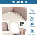 H.VERSAILTEX Super Stretch Individual Seat Cushion Cover Sofa Covers Couch Cushion Covers Slipcover Sets Thick Jacquard Textured Twill Fabric (3 Piece Sofa Cushion Covers, Natural)