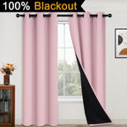 Yakamok Pink 100% Blackout Curtains 84 Inches Long for Bedroom 42" Wide