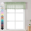 Chyhomenyc Light Green Sheer Valances for Windows 2 Pack, Small Window Curtains for Living Room Bathroom Cafe Laundry Basement, Modern Top Dual Rod Pocket Voile Curtain, 42W x 14L inches