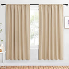 NICETOWN Room Darkening Curtains for Bedroom - Triple Weave Home Decoration Thermal Insulated Solid Drapes for Kitchen (Biscotti Beige, Set of 2 Panels, 62 x 72 Inch)