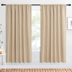 NICETOWN Room Darkening Curtains for Bedroom - Triple Weave Home Decoration Thermal Insulated Solid Drapes for Kitchen (Biscotti Beige, Set of 2 Panels, 62 x 72 Inch)