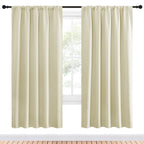 NICETOWN Living Room Curtains, Home Decorations Thermal Insulated Solid Rod Pocket Blackout Drapes for Cafe (Beige, One Pair, 52 x 72-inch)