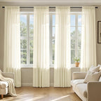 MIULEE Light Cream Sheer Curtains 90 Inches Long, 4 Panels Set, Light Filtering Rod Pocket Voile Drapes for Living Room and Bedroom, Airy Soft Fabric Window Treatments, 42 x 90 Inches