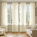 MIULEE Light Cream Sheer Curtains 90 Inches Long 4 Panels 42 x 90 Inches