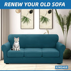XINEAGE New 4 Pieces Extra Large Couch Covers for 3 Cushion Sofa Super Stretch Sofa Cover for 3 Large Seat Cushion Universal Slip Cover for Living Room (Peacock Blue), 91"-110"(3 Cushions)