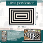 Front Door Mat Outside Entrance - 2x3 Modern Non-Slip Washable Doormat Indoor Outdoor Entrance Black White Geometric Striped Rug Small Throw Rugs for Entryway Bedroom Kitchen Front Porch Decor