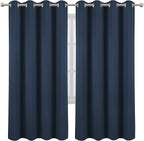 LEMOMO Navy Blue Blackout Curtains/52 x 72 Inch/Set of 2 Panels Room Darkening Curtains for Bedroom