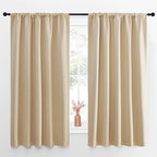 NICETOWN Room Darkening Curtains for Bedroom - Home Decoration Privacy Protection Thermal Insulated Solid Drapes/Draperies for Kitchen Window (Biscotti Beige, Set of 2, 52 x 63 inches)