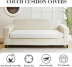 Couch Covers for 2 Cushion Sofa Pet Friendly Couch Cushion Covers Universal Sofa Covers Washable Stretch Slipcovers for Sectional Sofa (Texture Ivory White,Large Double Seat Cover)
