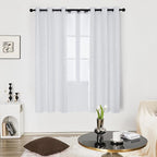 Deconovo Room Darkening Curtains, White Curtain, Thermal Insulated Soundproof Drapes, Silver Wave Dot Print, 42 x 63 Inch Long, Grommet Machine Washable Window Panels for Bedroom Living Room, Set of 2