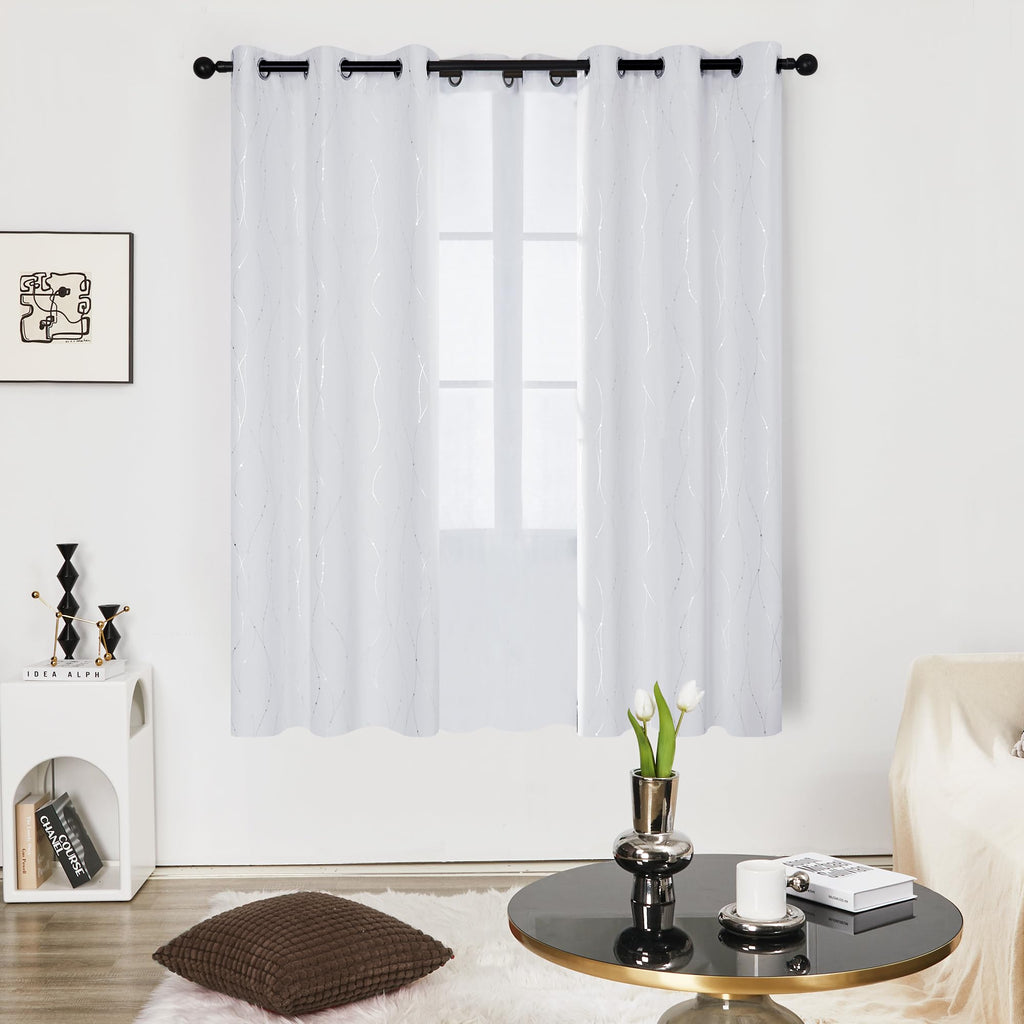 Deconovo Living Room Curtains 63 Inches Long, Blackout Curtains for Bedroom