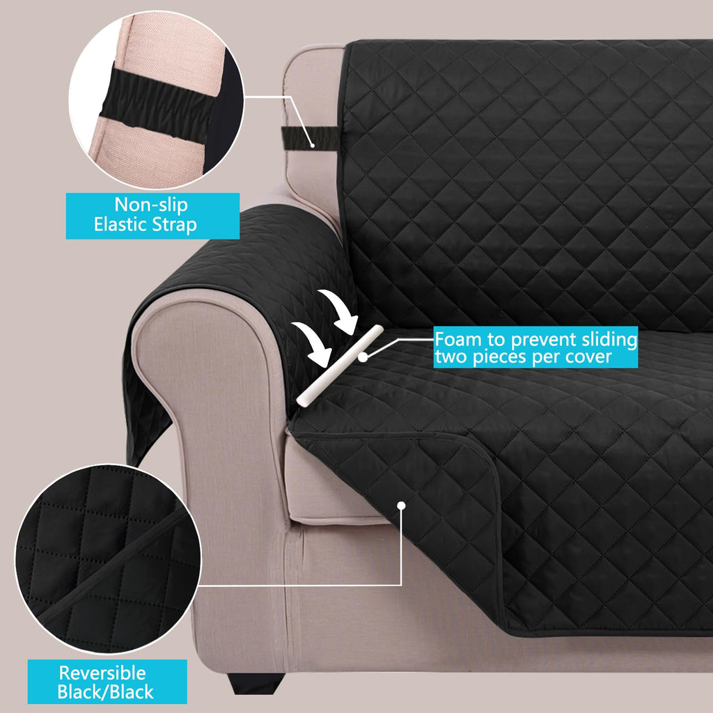 U-NICE HOME Large Sofa Cover Reversible Couch Cover for Dogs, Black