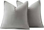 MIULEE Decorative Linen Pillow Covers 20x20 Inch Light Gray Boho Farmhouse Neutral Couch Throw Pillows for Bed Pack of 2 Accent Modern Pillowcase Sofa Livingroom Home Decor