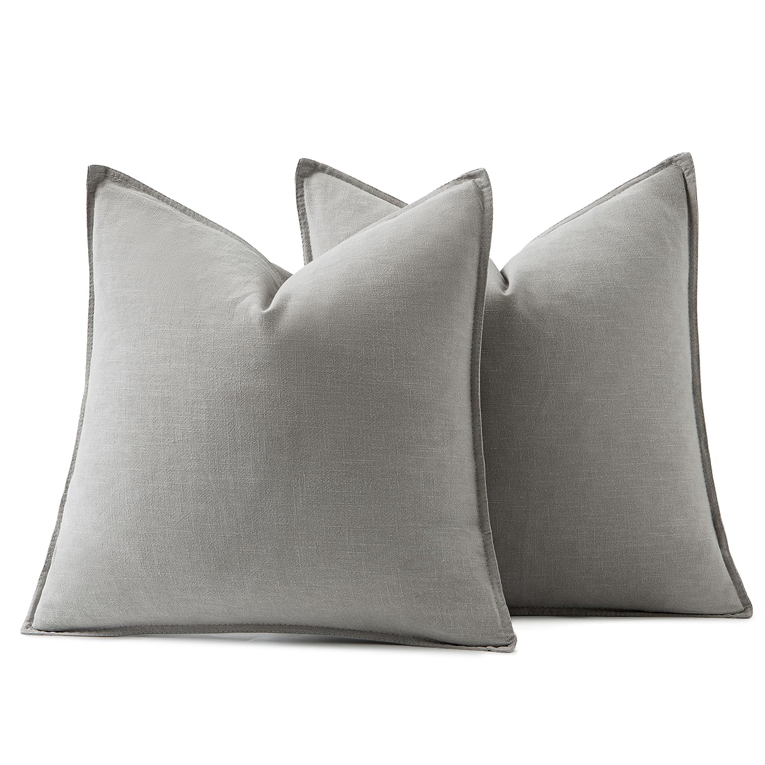MIULEE Decorative Linen Pillow Covers 18x18 Inch Light Gray