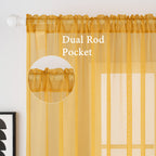 MIULEE 2 Panels Fall Sheer Curtains for Living Room 54X84 Inch Gold