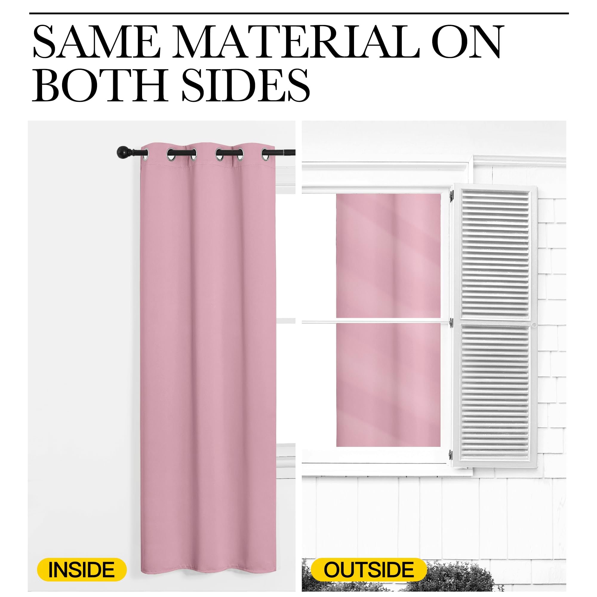 NICETOWN Crystal Pink Blackout Curtains Grommet - Home Decorations Thermal Insulated Solid Grommet Top Blackout Living Room Panels/Drapes for Gift (1 Pair, 55 x 86 inches)
