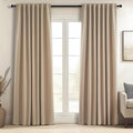 Topfinel 94 Inch Long Blackout Curtains for Bedroom Living Room Linen Textured Farmhouse Room Darkening/Thermal/Noise Reduction Window Treatment Drapes with Hooks 2 Panels, Camel Taupe