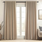 Topfinel 94 Inch Long Blackout Curtains for Bedroom Living Room Linen Textured Farmhouse Room Darkening/Thermal/Noise Reduction Window Treatment Drapes with Hooks 2 Panels, Camel Taupe