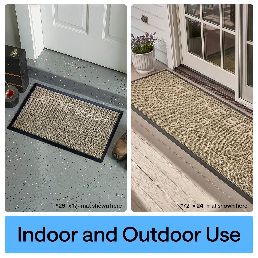 GORILLA GRIP 100% Waterproof All-Season WeatherMAX Doormat, 47x35, US Designed Natural Rubber, Stain and Fade Resistant, Low Profile Indoor Outdoor Door Mats, Easy Clean Patio Mat, Sand Beach