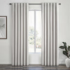 Topfinel 100% Blackout Curtains 90 Inches Long for Living Room 2 Panels Set Thick Linen Texture Energy Saving Curtain Window Coverings Hook Belt Pleated Drapes Aesthetic Bedroom(W40 xL90,Grey Beige)